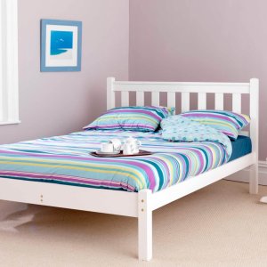 Ceasar Wooden Bed Frame (Pine and White)