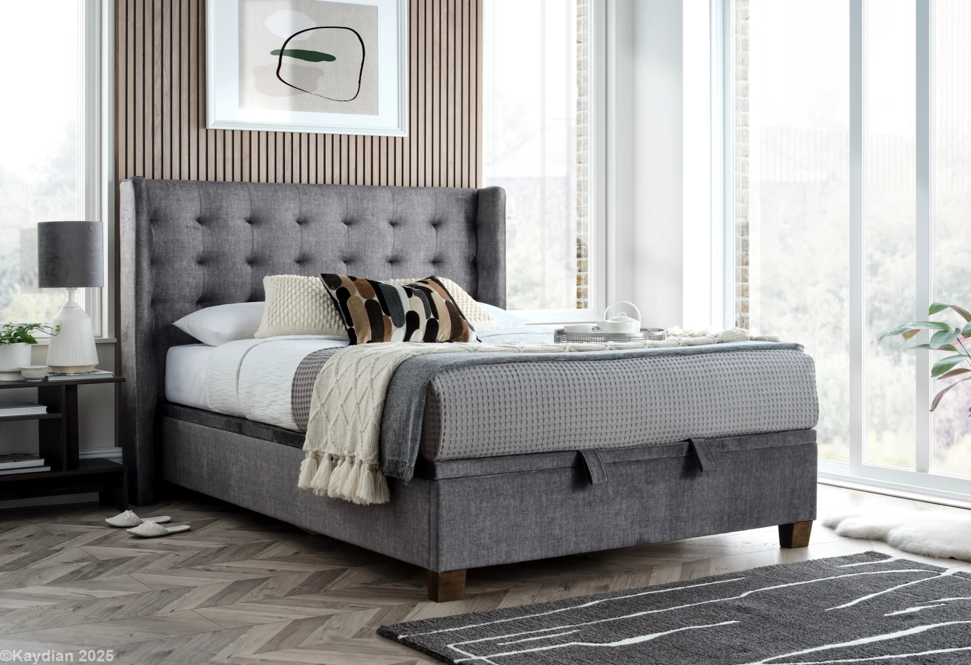 devon ottoman double 4' 6", vogue grey